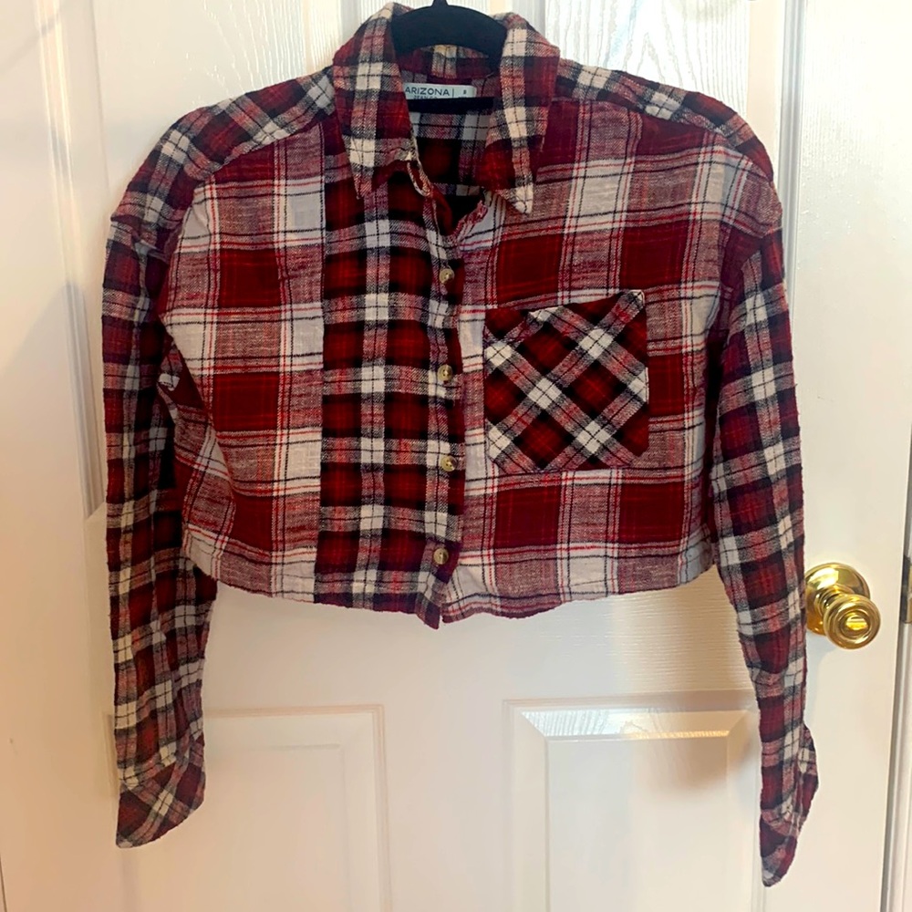 Cropped Red Flannel Button Down Size S, Like New